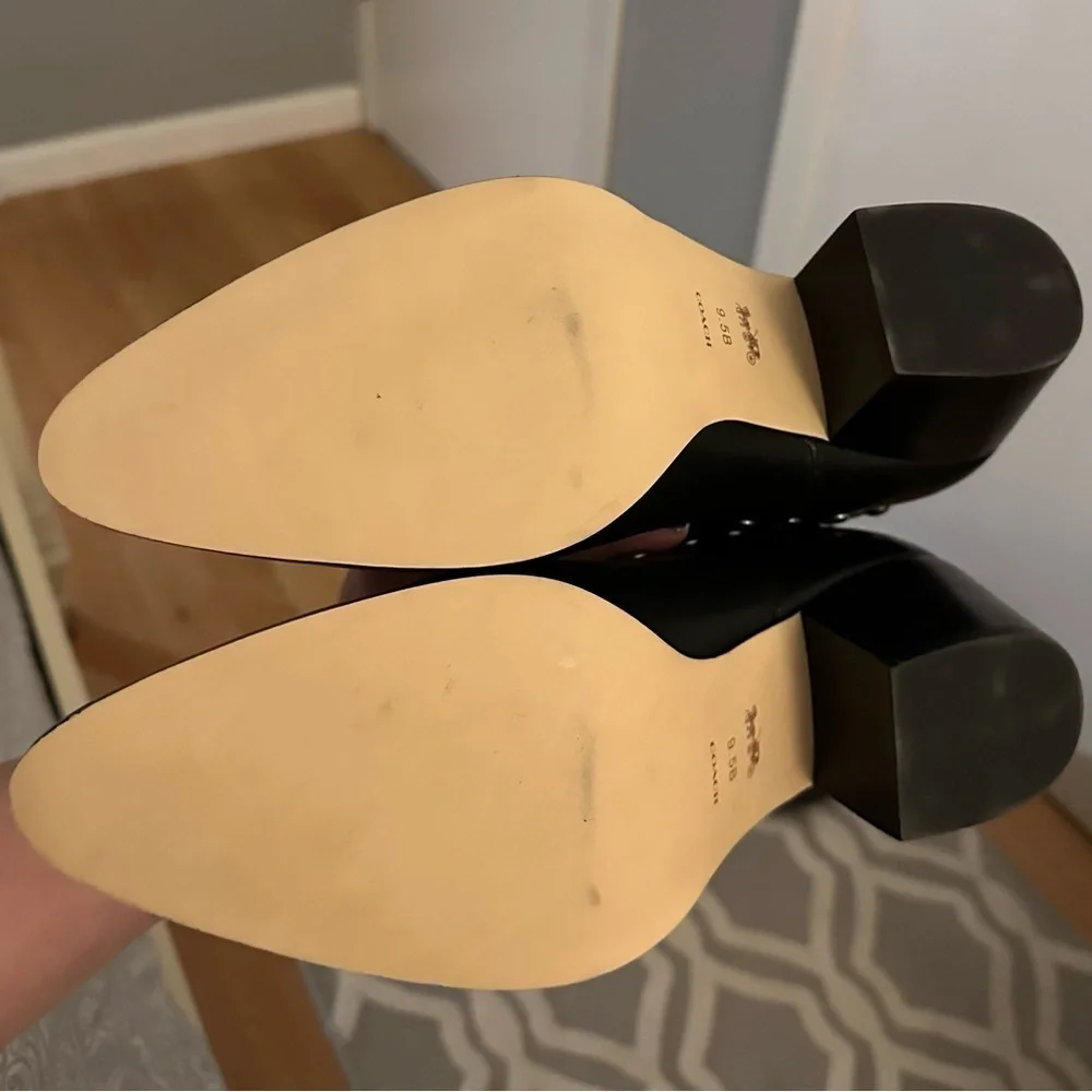 COACH Pauline Leather Suede Bootie Black 9.5 B Womens studded western ankle boot - Picture 6 of 7